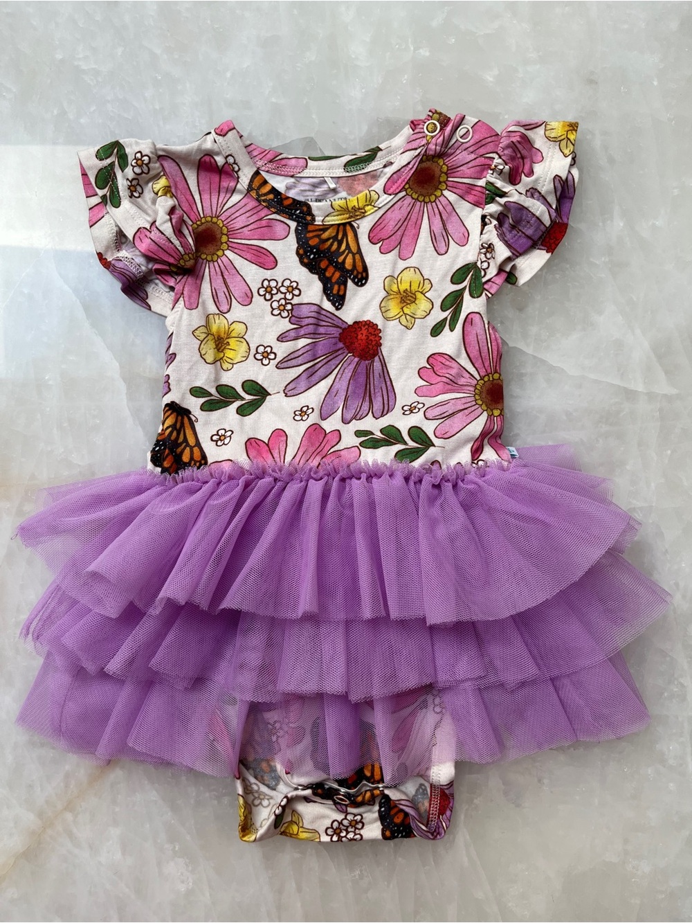 Posh Peanut Pink & Purple Floral Tutu twirl One-Piece